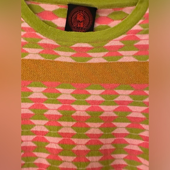 Happy Sheep round neck sweater S- Medium Pink-Orange- Green copper shape design - Picture 2 of 8